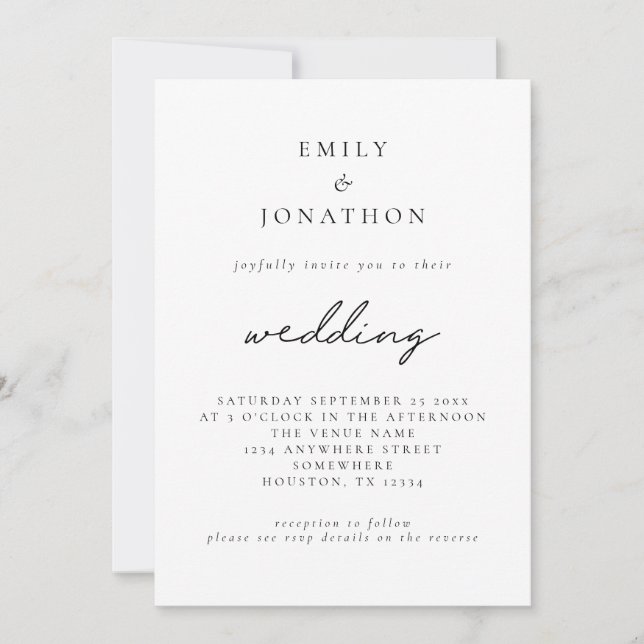 Simple Script QR Code Wedding Invitation (Front)