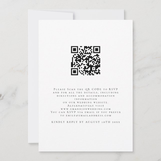 Simple Script QR Code Wedding Invitation (Back)