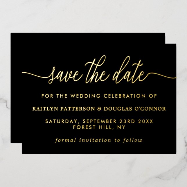 Simple Script - Real Foil - Save The Date (Front/Back)