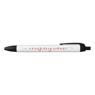 Simple Script - Red & White - Company/Event Black Ink Pen
