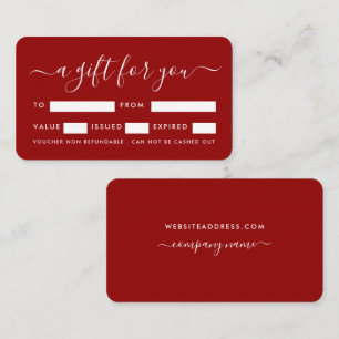 Simple Script - Red & White Gift Certificate Cards