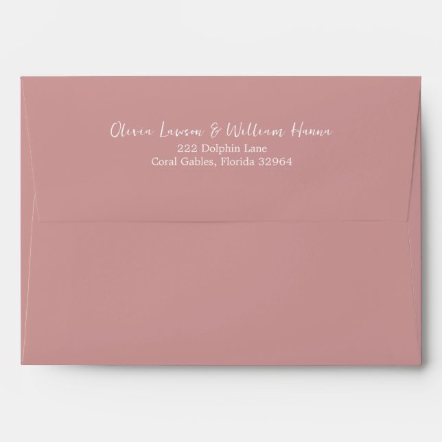 Simple Script Return Address Dusty Rose Envelope (Back (Top Flap))