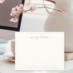Simple Script Rose Border Personalised Stationery  Card