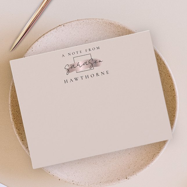 Simple Script Rose Gold Personalised Stationery Card (Creator Uploaded)