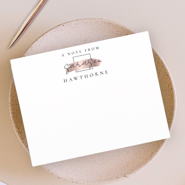 Simple Script Rose Gold Personalised Stationery Card (Creator Uploaded)