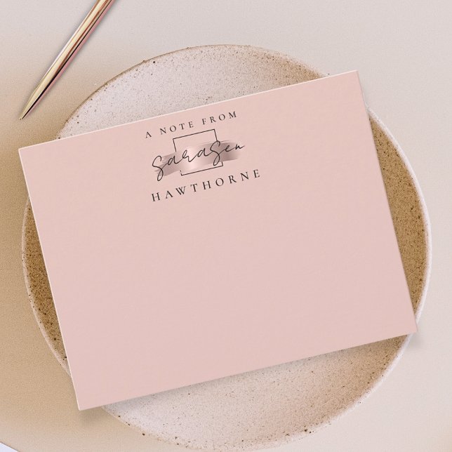 Simple Script Rose Gold Personalised Stationery Card (Creator Uploaded)