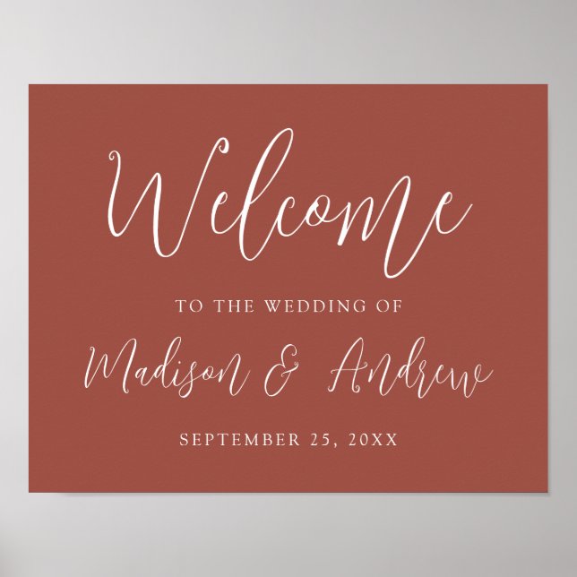 Simple Script Rust Wedding Welcome Poster (Front)