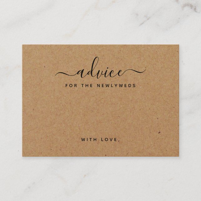 Simple Script Rustic Country Kraft Advice Cards (Front)