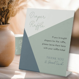 Simple Script Sage Green Tricolor Diaper Raffle Pedestal Sign