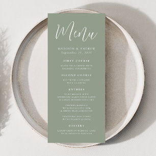 Simple Script Sage Green Wedding Menu