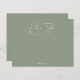 Simple Script Sage Handwritting Name Stationery  Card
