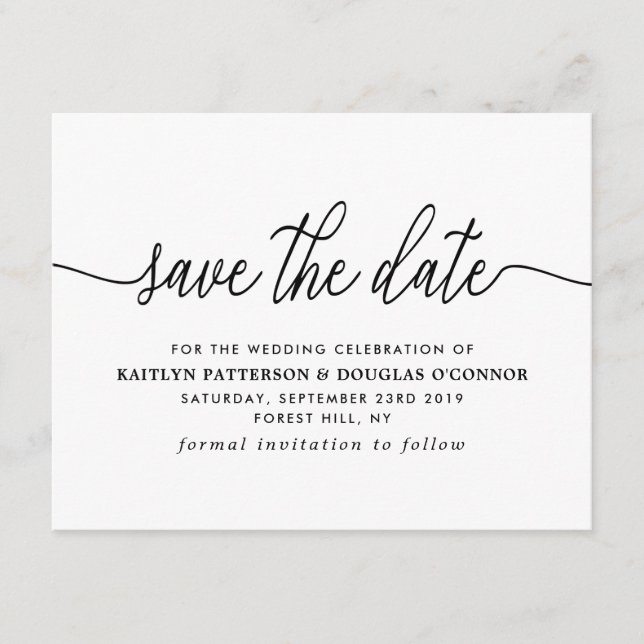 Simple Script Save The Date Enclosure Card (Front)