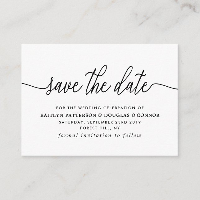 Simple Script Save The Date Enclosure Card (Front)