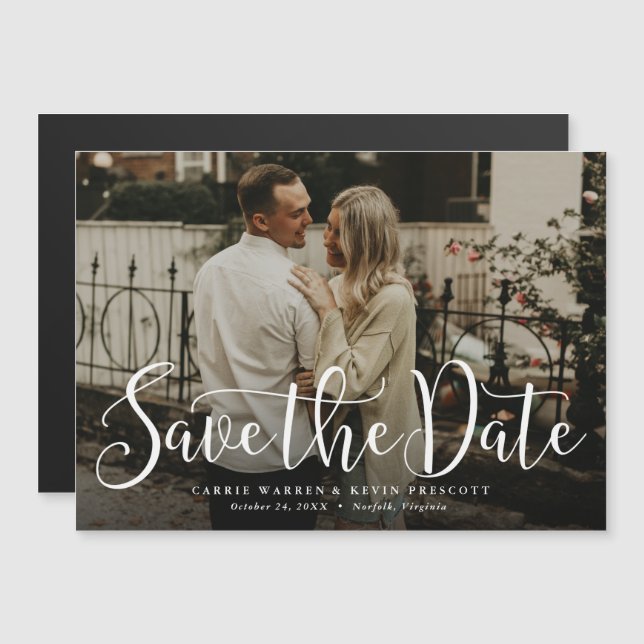 Simple script save the date magnetic invitation (Front/Back)
