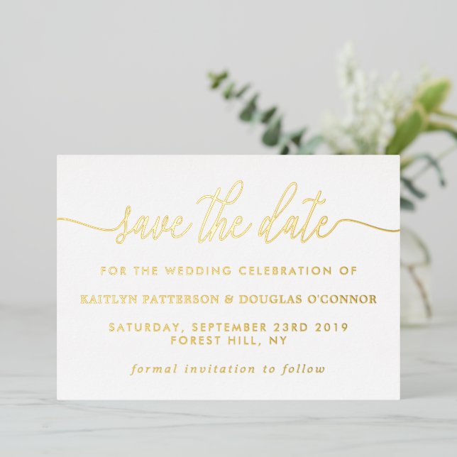 Simple Script Save The Date Real Foil (Standing Front)