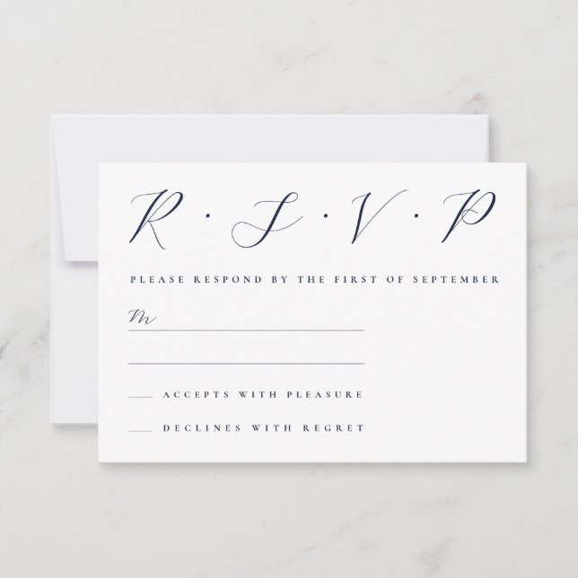 Simple Script Serif Left-Aligned Wedding RSVP Card (Front)