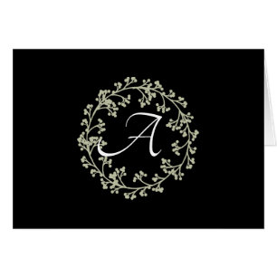 Simple Script Simple Wreath Monogram Note Cards