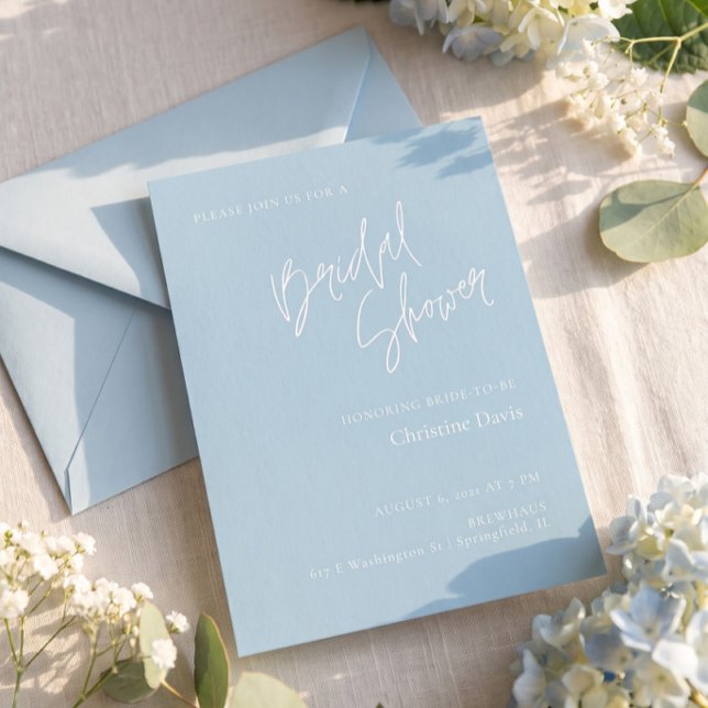 Simple Script Soft Blue Bridal Shower invitation (Creator Uploaded)