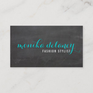 SIMPLE SCRIPT stylish trendy chalkboard turquoise Business Card