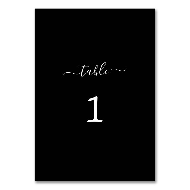 Simple Script Swash Thank You Black Table Card (Front)