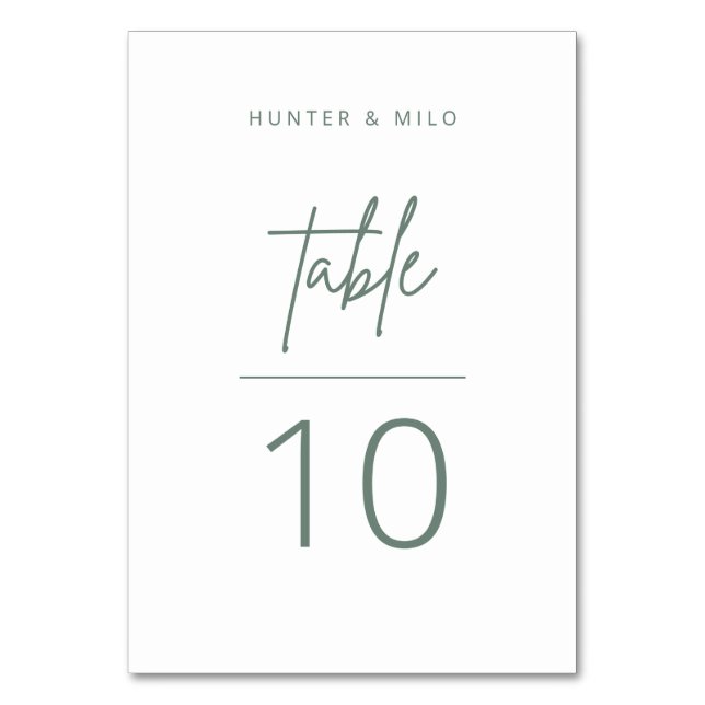Simple Script Table Number Wedding Reception Card (Back)