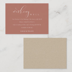 Simple Script Terracotta Rust Wedding Wishing Well Enclosure Card