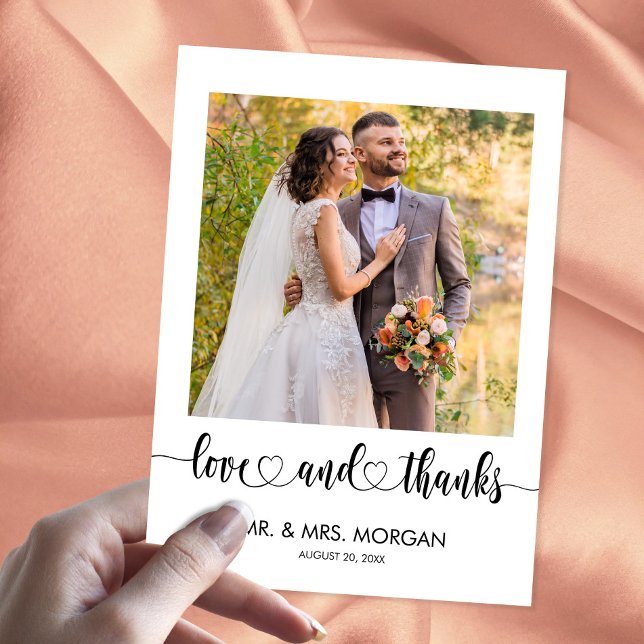 Simple Script Text and Photo | Wedding Thank You Postcard (Creator Uploaded)