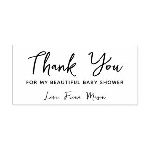 Simple Script Thank You Baby Shower Personalised Rubber Stamp