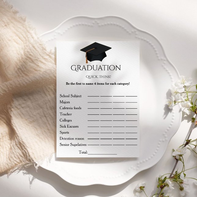 Simple script think quick graduation party game invitation (Creator Uploaded)