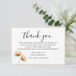 Simple Script Traditional Sympathy Funeral  Thank You Card