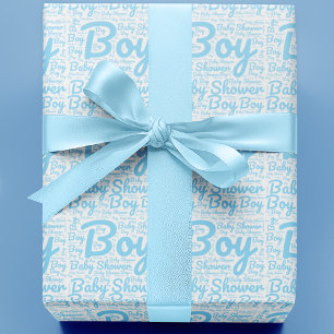 Simple Script Typography Boy Baby Shower Wrapping Paper