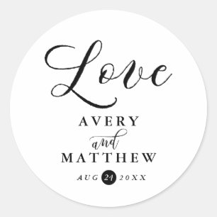 Simple Script Typography   Love Favour Classic Round Sticker