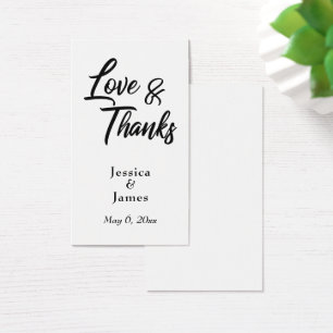 Simple Script Typography Love & Thanks Favour Card