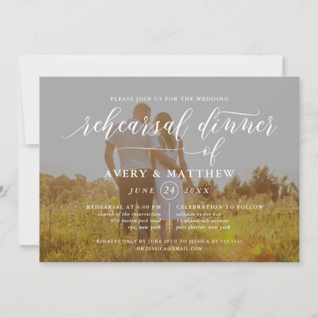 Simple Script Typography | Photo Rehearsal Dinner Invitation (Front)