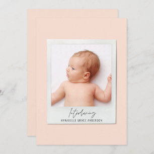Simple script vintage photo birth announcement