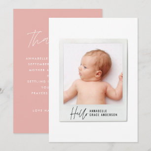 Simple script vintage photo birth announcement
