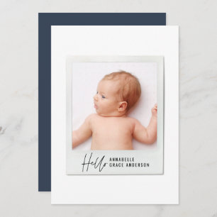 Simple script vintage photo birth announcement
