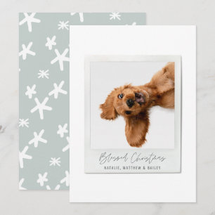 Simple script vintage photo modern christmas holiday card