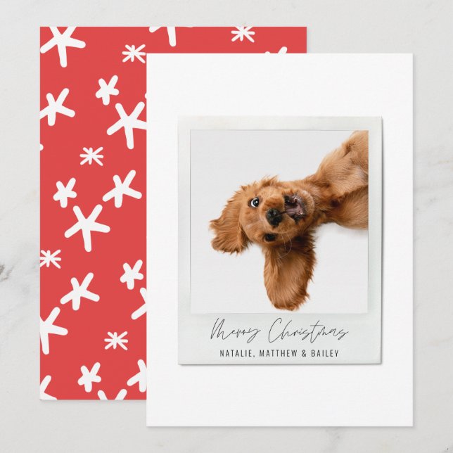 Simple script vintage photo modern christmas holiday card (Front/Back)