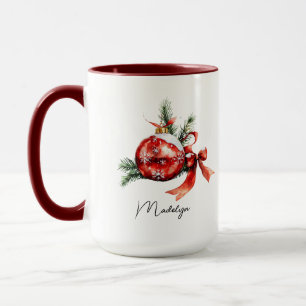 Simple Script Watercolor Christmas Ornament Mug