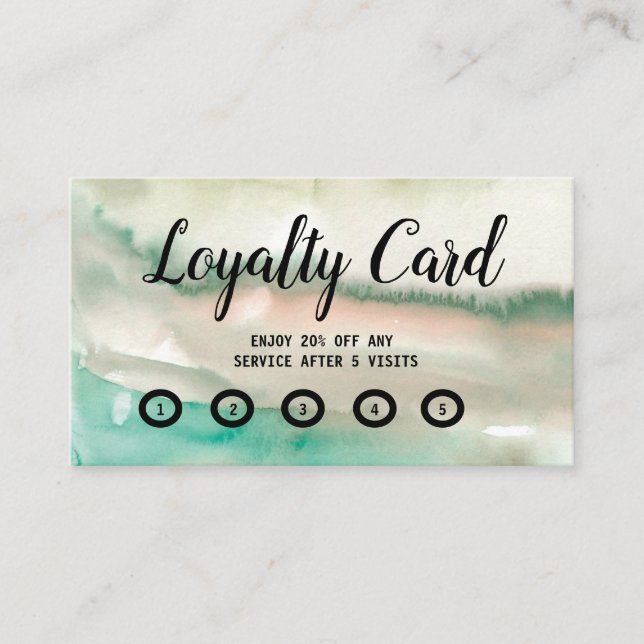 simple script WATERCOLOR Flat Loyalty Card (Front)