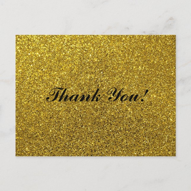 Simple script - wedding golden glitter Thank You Postcard (Front)