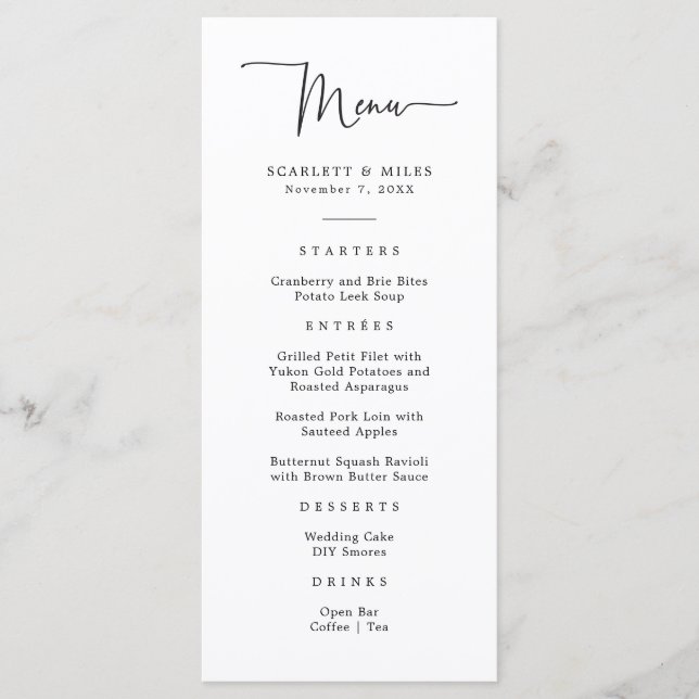 Simple Script Wedding Menu (Front)