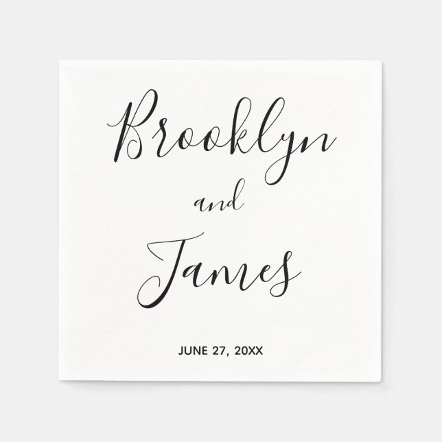 Simple Script Wedding Napkins (Front)