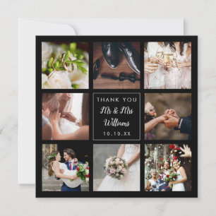 Simple Script Wedding Photo Collage  Thank You Card