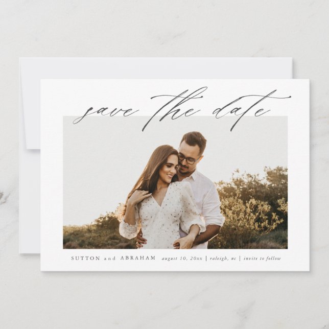 Simple Script Wedding Photo Save The Date (Front)