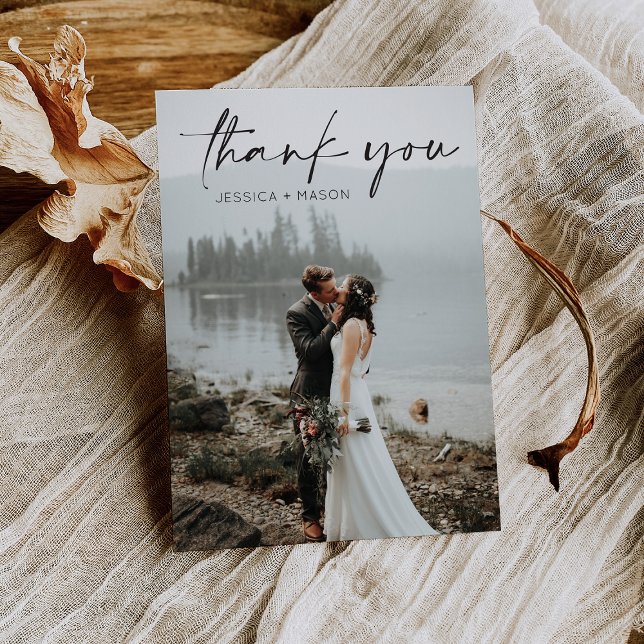 Simple Script Wedding Photo Thank You Card (Creator Uploaded)