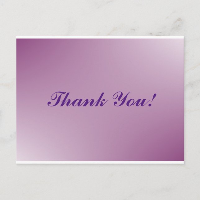 Simple script - wedding purple Thank You card (Front)