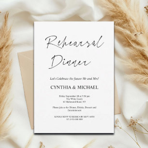 Simple Script Wedding Rehearsal Dinner  Invitation