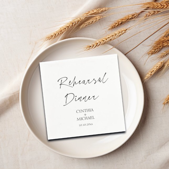 Simple Script Wedding Rehearsal Dinner Napkin (Creator Uploaded)